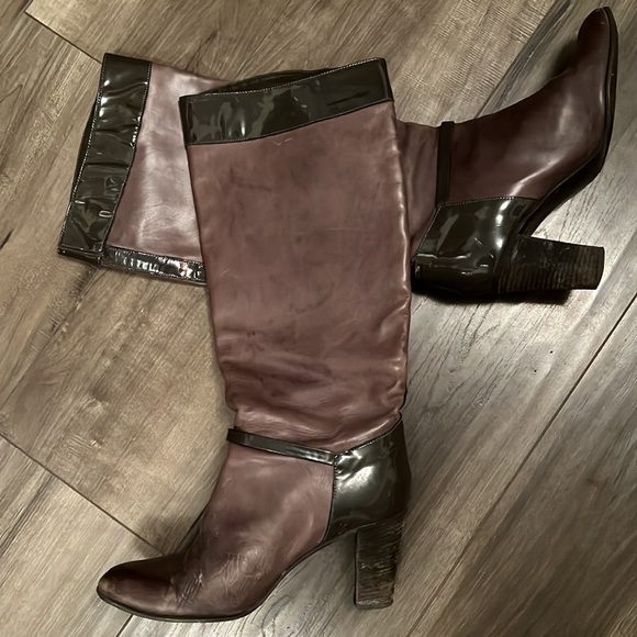 J. Crew high leather boots in grey leather with grey patent trim - Picture 2 of 6